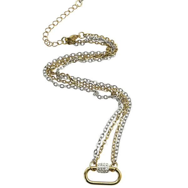 Charm Necklace w/ 'Loved' Heart & Crystal Charms - Gold & Silver