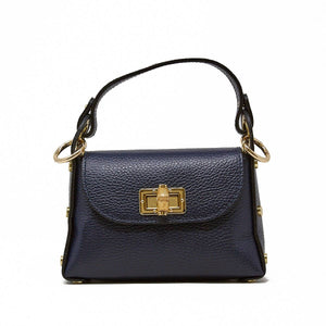 GF1075 GENUINE ITALIAN LEATHER  BAMBOO CLASP, CROSSBODY BAG: LILAC