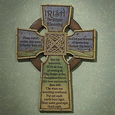 Irish Bedtime Blessing Cross Wall Plaque