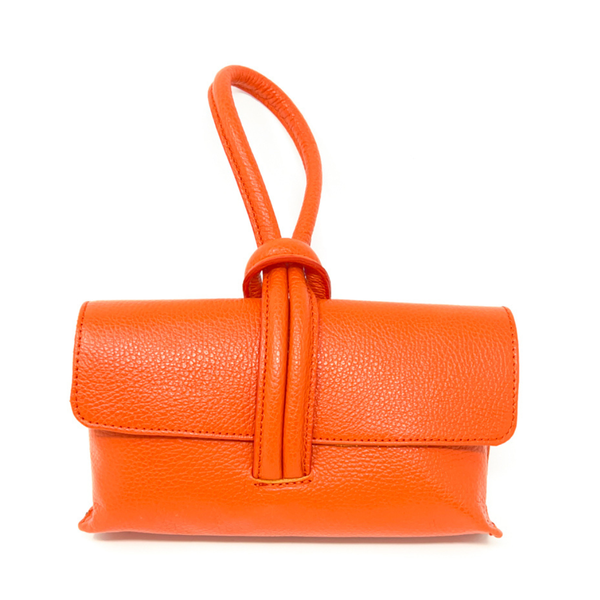 GF0467 GENUINE ITALIAN LEATHER  WRISTLET BAG: SILVER
