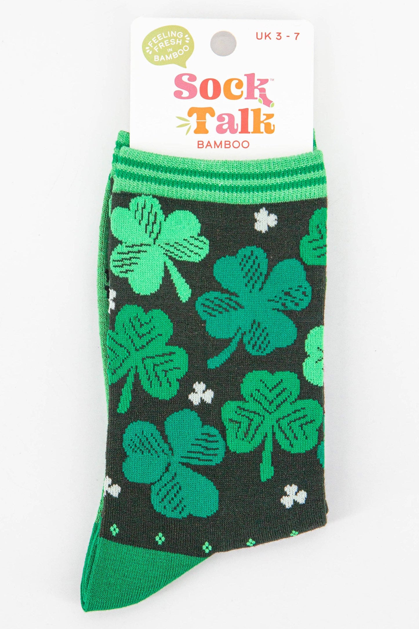 Women's Lucky Irish Shamrock Four Leaf Clover Bamboo Socks: UK 3-7 | EU 36-40