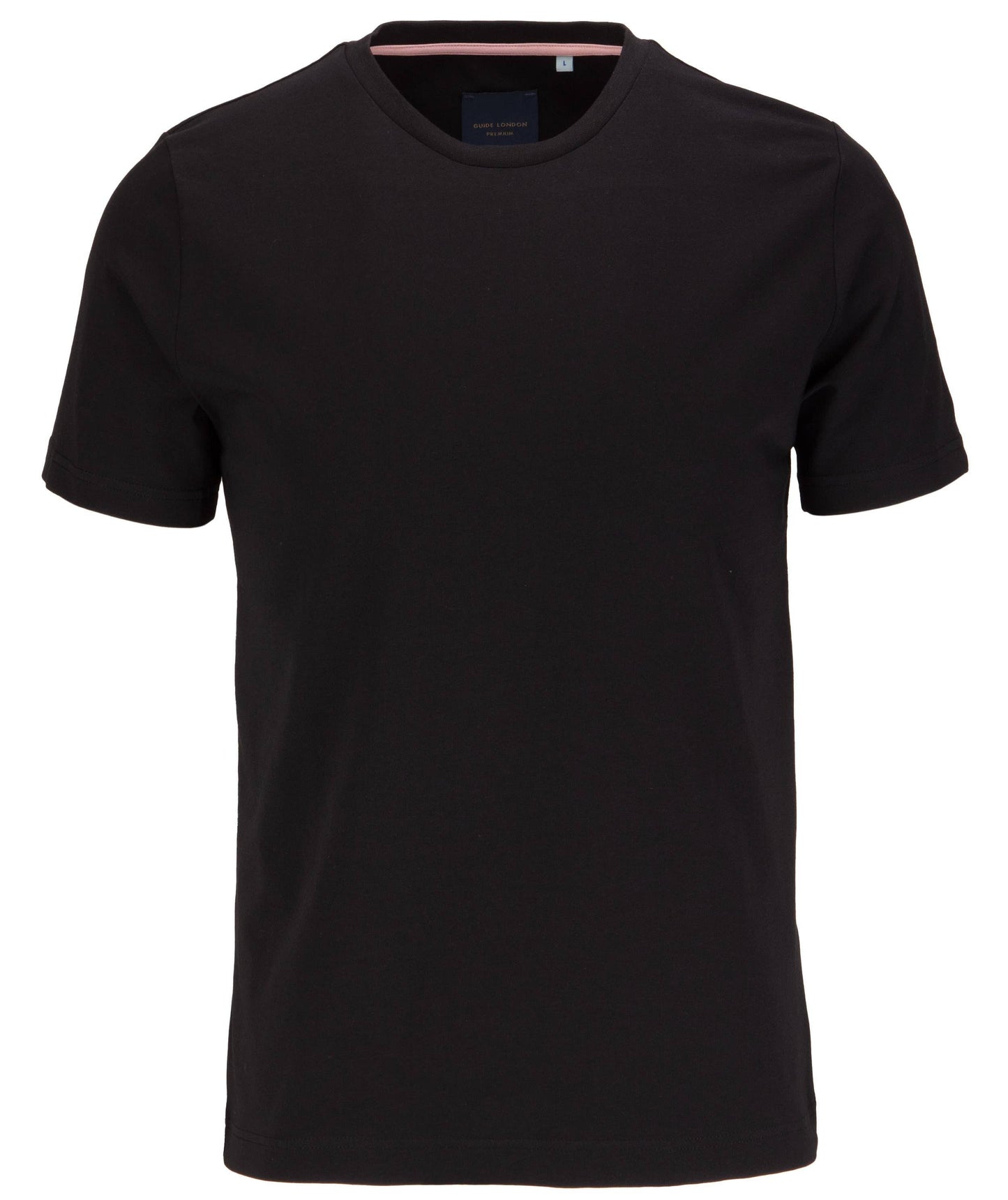 Short Sleeve Cotton Lycra Stretch Crew Neck Shirt - Black