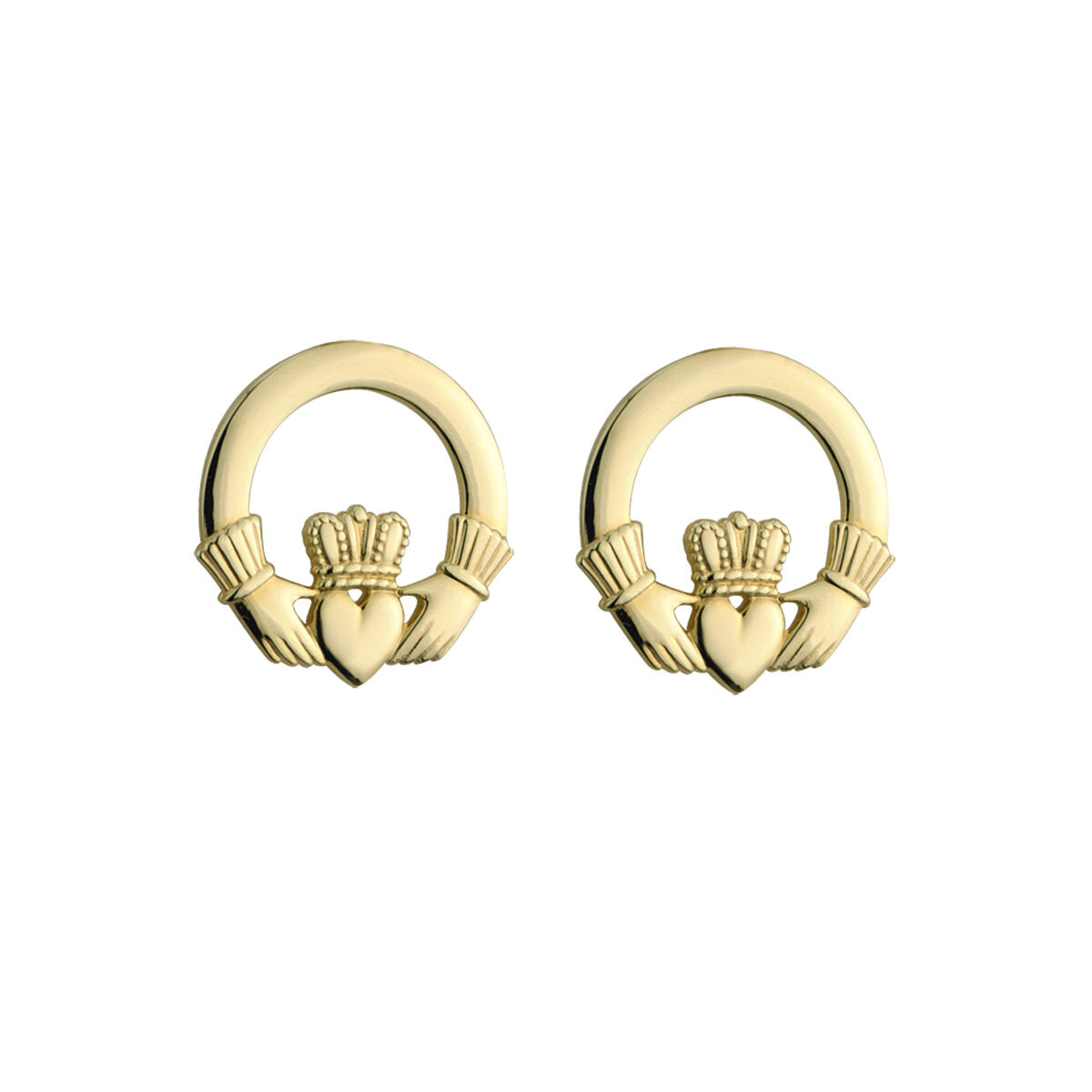 S3749 10k Gold Claddagh Stud Earrings