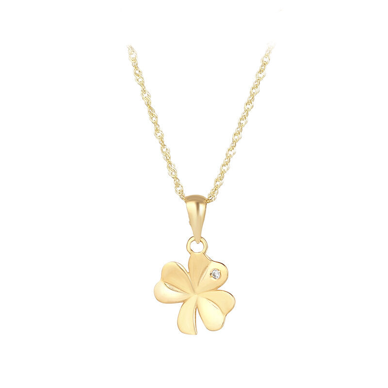 S46924 Gold CZ Shamrock Pendant