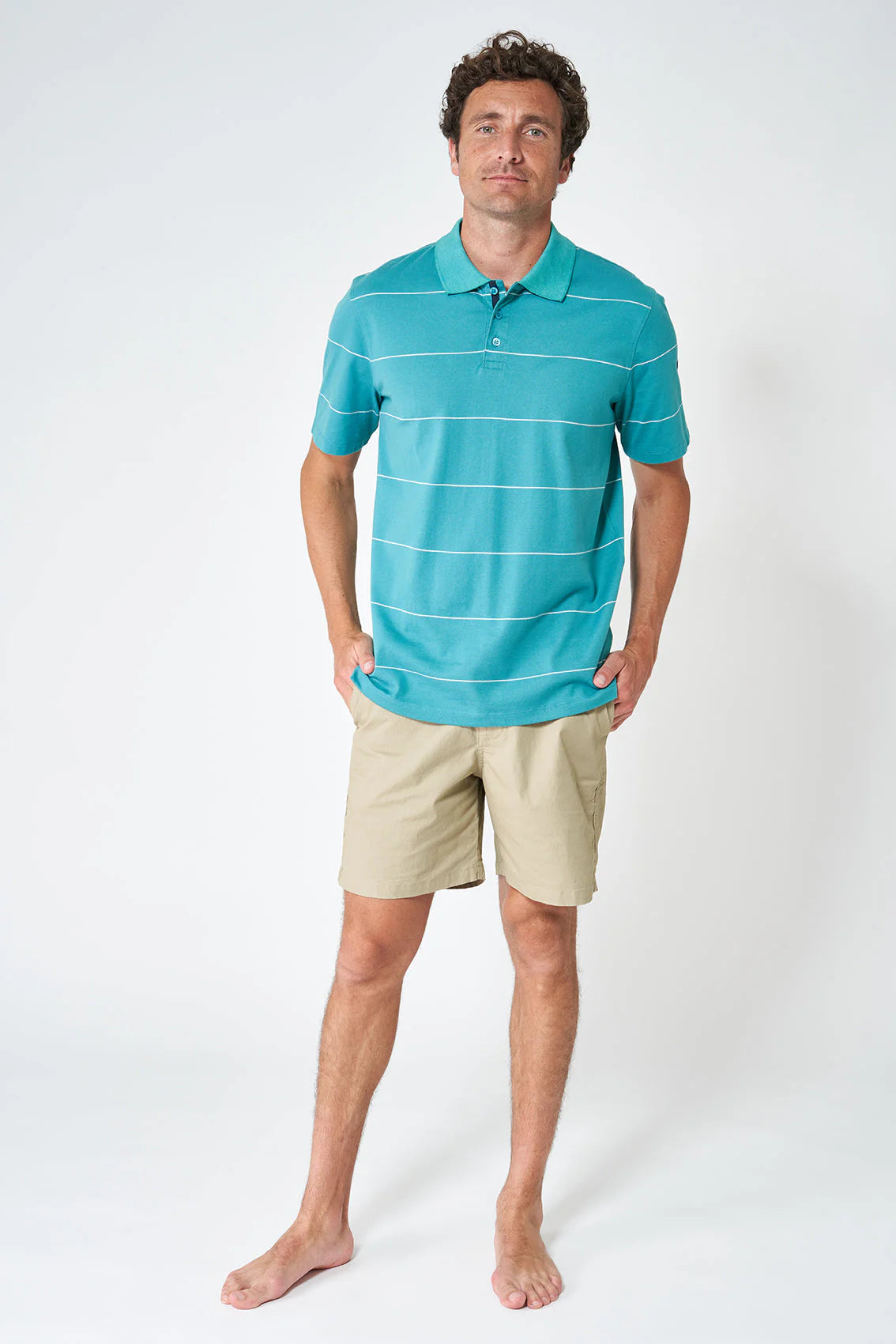 Stripe Polo Shirt - Teal FINAL SALE