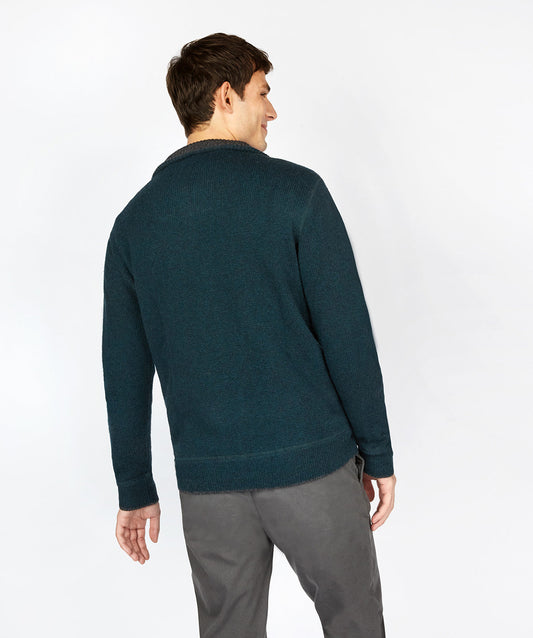 Men's 1/4 Zip Pullover Sweater- Pine Green