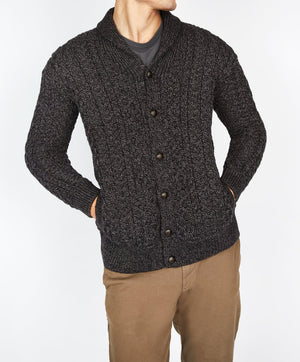 Woodford Shawl Collar Aran Cardigan - Anthracite