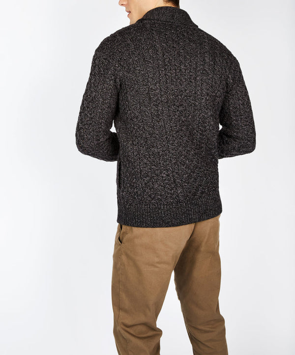 Woodford Shawl Collar Aran Cardigan - Anthracite