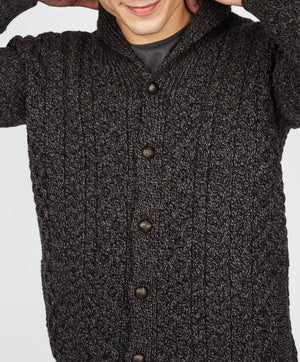 Woodford Shawl Collar Aran Cardigan - Anthracite