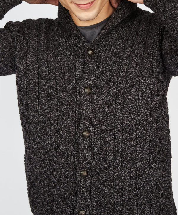 Woodford Shawl Collar Aran Cardigan - Anthracite