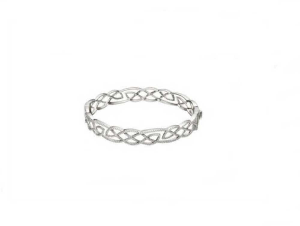 Silver Interlaced Celtic Knot Bangle With Cubic Zirconia