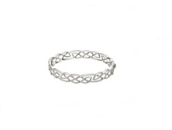 Silver Interlaced Celtic Knot Bangle With Cubic Zirconia