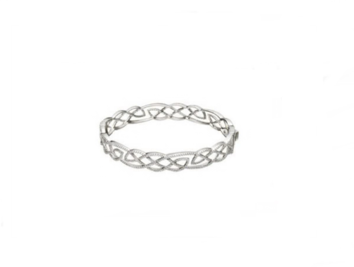 Silver Interlaced Celtic Knot Bangle With Cubic Zirconia