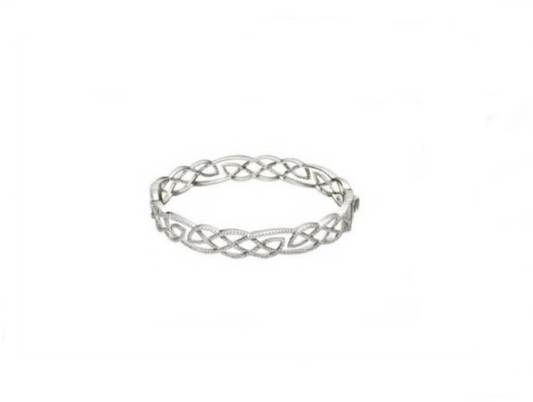 Silver Interlaced Celtic Knot Bangle With Cubic Zirconia