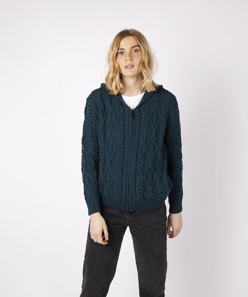 Ash Aran Zipped Hooded Jacket - Atlantic Blue
