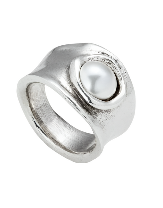 Mi Talisman Silver Ring with Pearl - Size 15