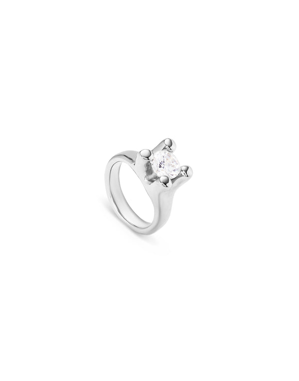 Anima Sterling Silver Ring - White Crystal 15