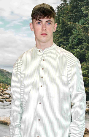 Emerald Isle Weaving Grandfather Shirt - Green Stripe