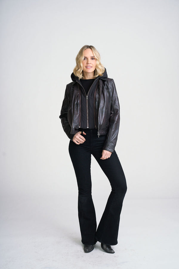 Avih RF Hooded Leather Jacket