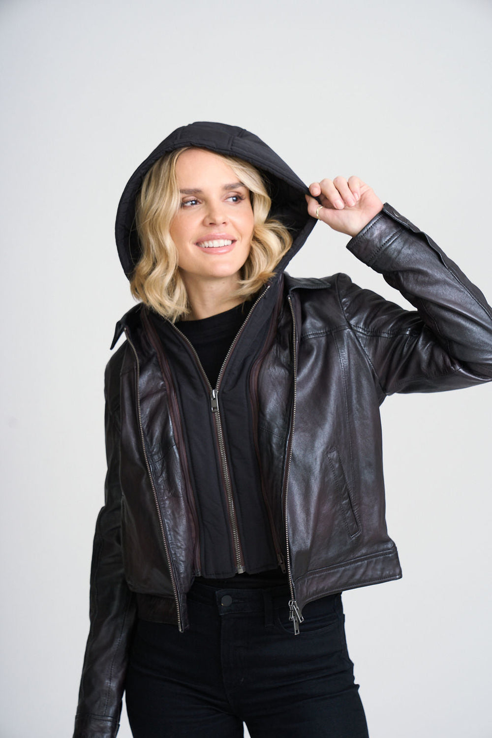 Avih RF Hooded Leather Jacket