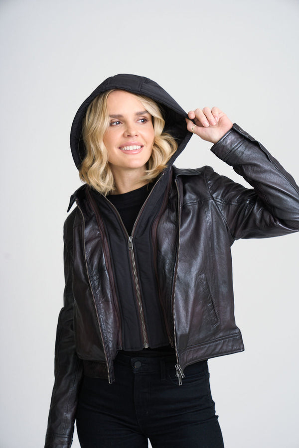Avih RF Hooded Leather Jacket