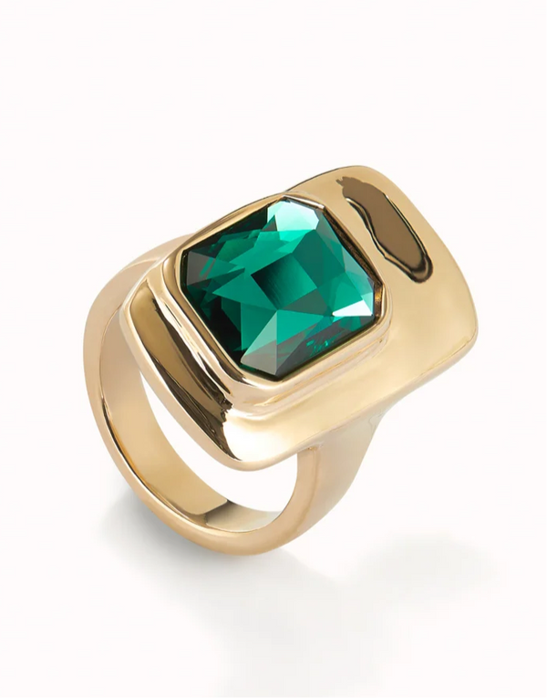 Ser Magnetica Gold Ring - Green Stones Final Sale - XLG