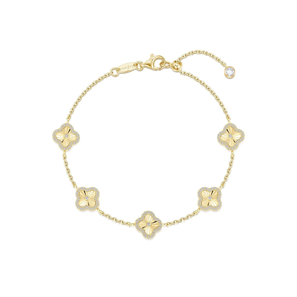 Glittering Clover Motif Bracelet - Gold