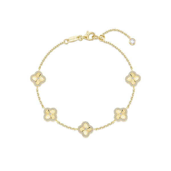 Glittering Clover Motif Bracelet - Gold