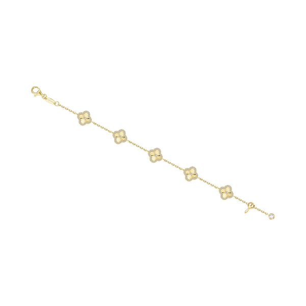 Glittering Clover Motif Bracelet - Gold
