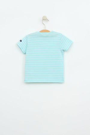 Baby Short Sleeve Nautical Striped Shirt – Aqua Blue