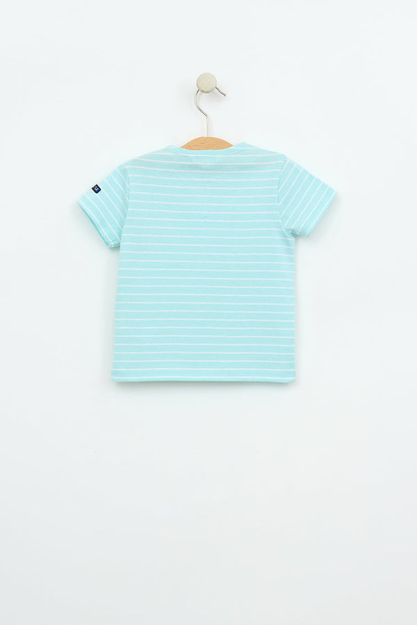 Baby Short Sleeve Nautical Striped Shirt – Aqua Blue