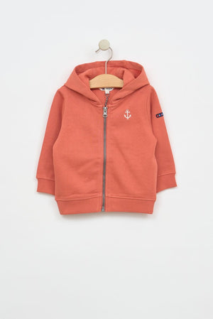 Baby Nautical Cotton Zip Hoodie - Apricot