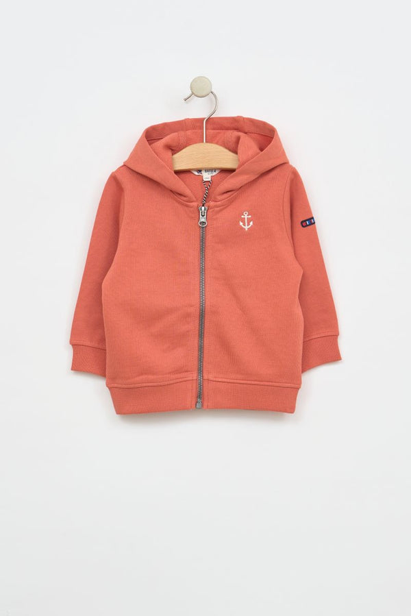 Baby Nautical Cotton Zip Hoodie - Apricot