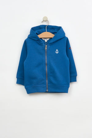 Baby Nautical Cotton Zip Hoodie - Blue