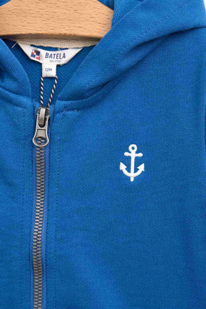 Baby Nautical Cotton Zip Hoodie - Blue