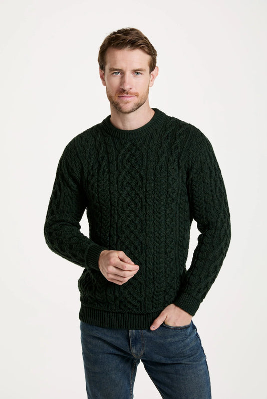 Inishturk Supersoft Aran Pullover - Green