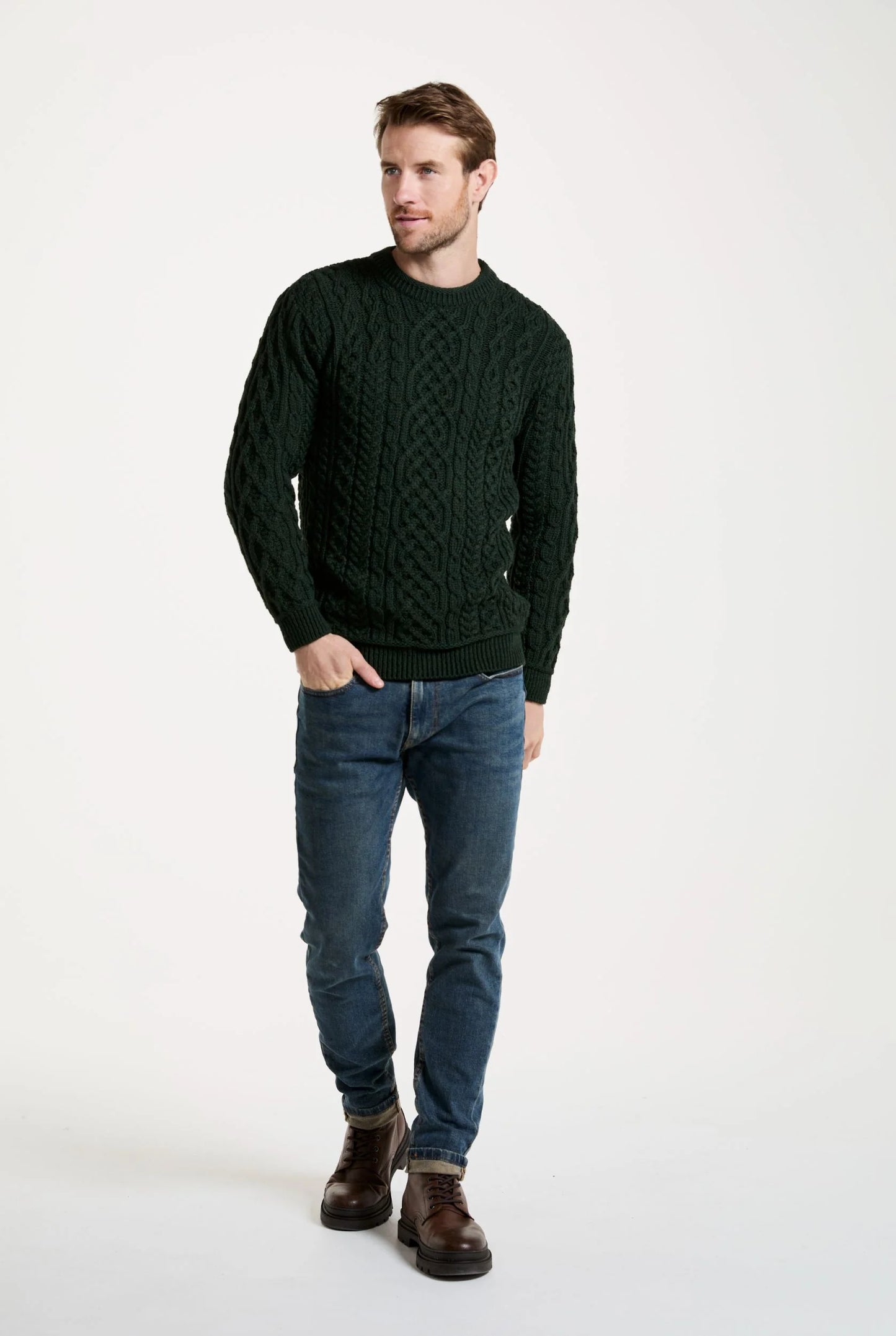 Inishturk Supersoft Aran Pullover - Green