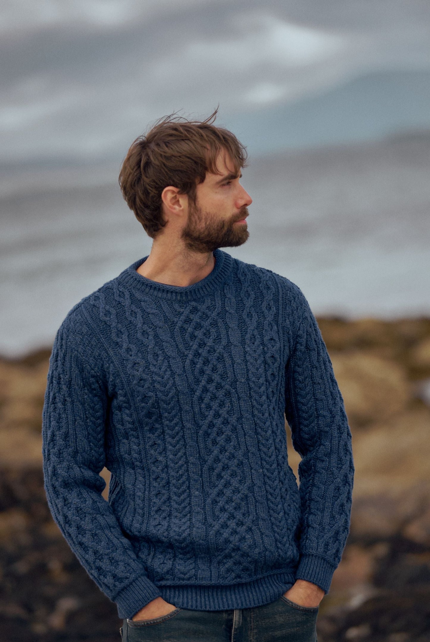 Inishturk Supersoft Aran Pullover - Ink Blue