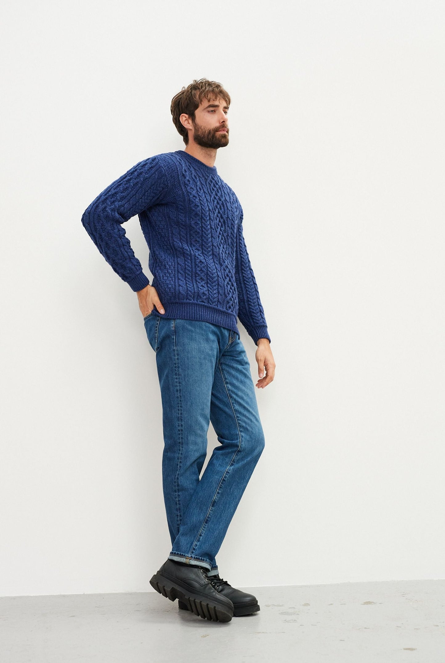 Inishturk Supersoft Aran Pullover - Ink Blue