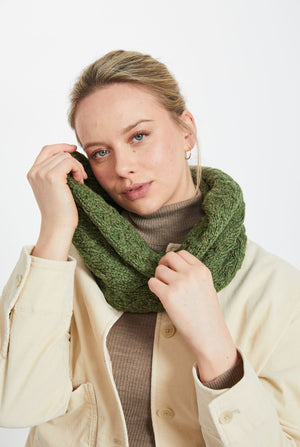 Newport Aran Cable Infinity Scarf - Meadow Green