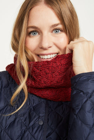 Newport Aran Cable Infinity Scarf - Rua Red