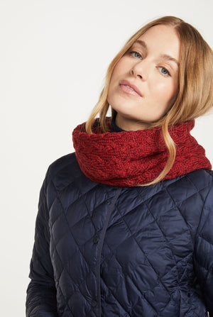 Newport Aran Cable Infinity Scarf - Rua Red