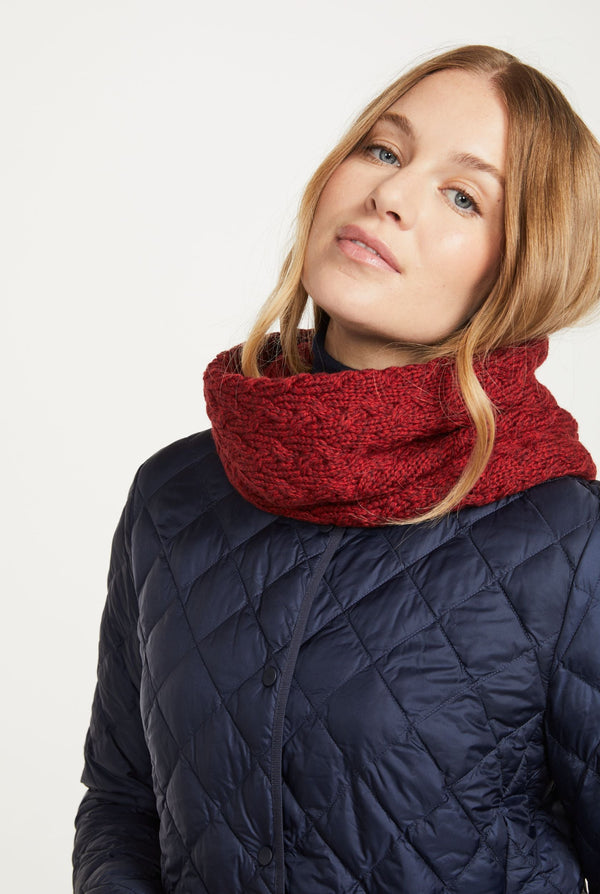 Newport Aran Cable Infinity Scarf - Rua Red