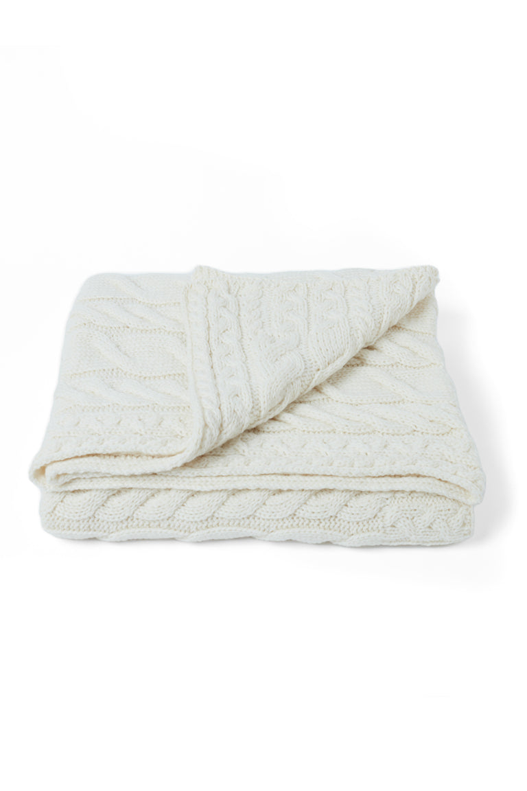 Silver Strand Supersoft Aran Cable Throw - Natural