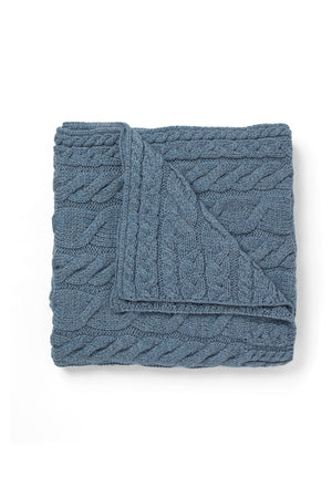 Silver Strand Supersoft Aran Cable Throw - Ocean Grey
