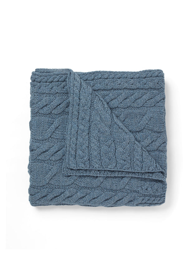 Silver Strand Supersoft Aran Cable Throw - Ocean Grey