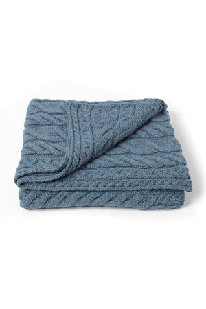 Silver Strand Supersoft Aran Cable Throw - Ocean Grey