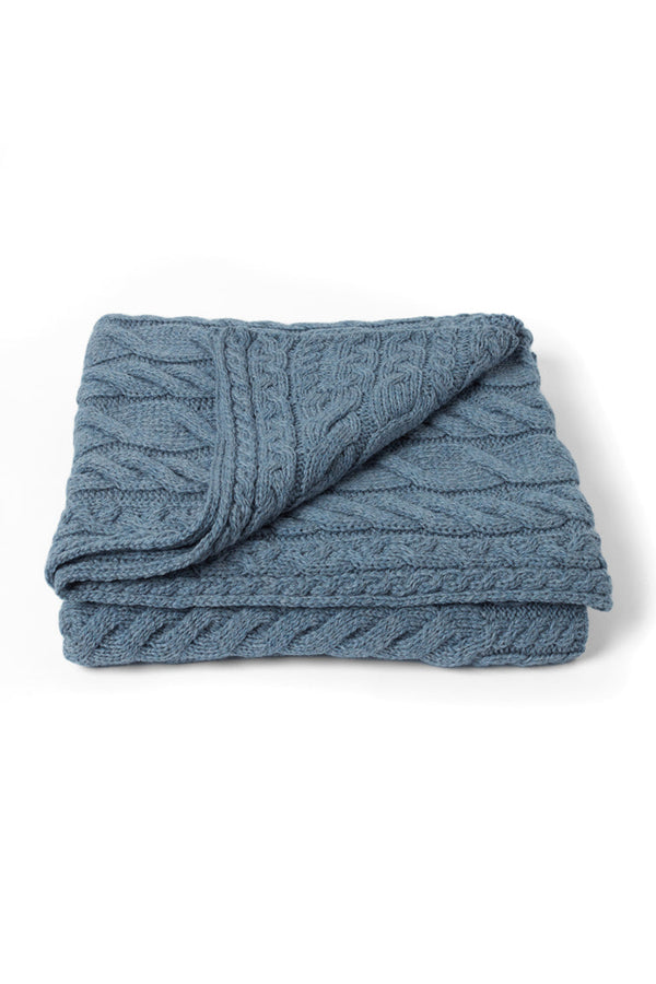 Silver Strand Supersoft Aran Cable Throw - Ocean Grey