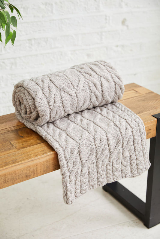 Silver Strand Supersoft Aran Cable Throw - Toast