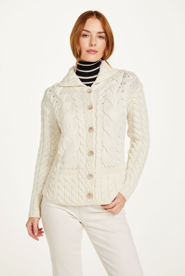Belcarra Ladies Aran Cardigan - Cream